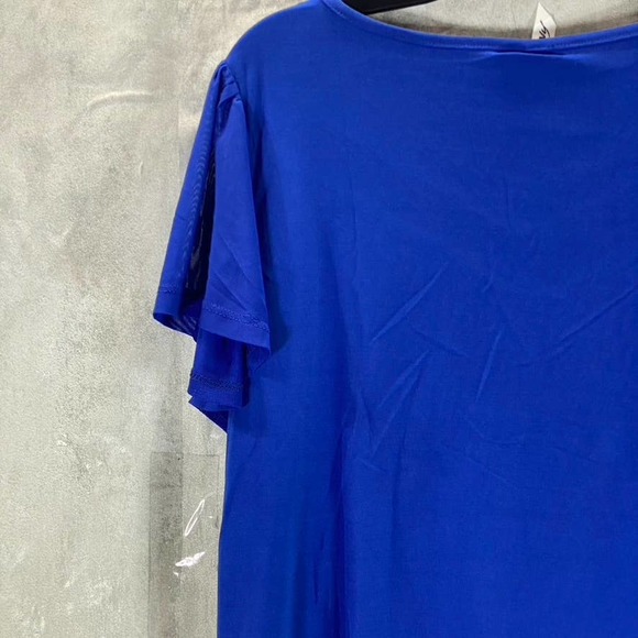 NY Collection Women's Surf The Web Mesh Studded Embellished Flutter-Sleeve Top - Picture 4 of 11